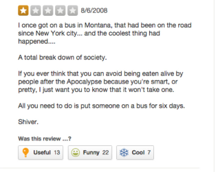 Illustration for article titled 'Coated in Vomit': Grim Yelp Reviews of Very Long Bus Rides